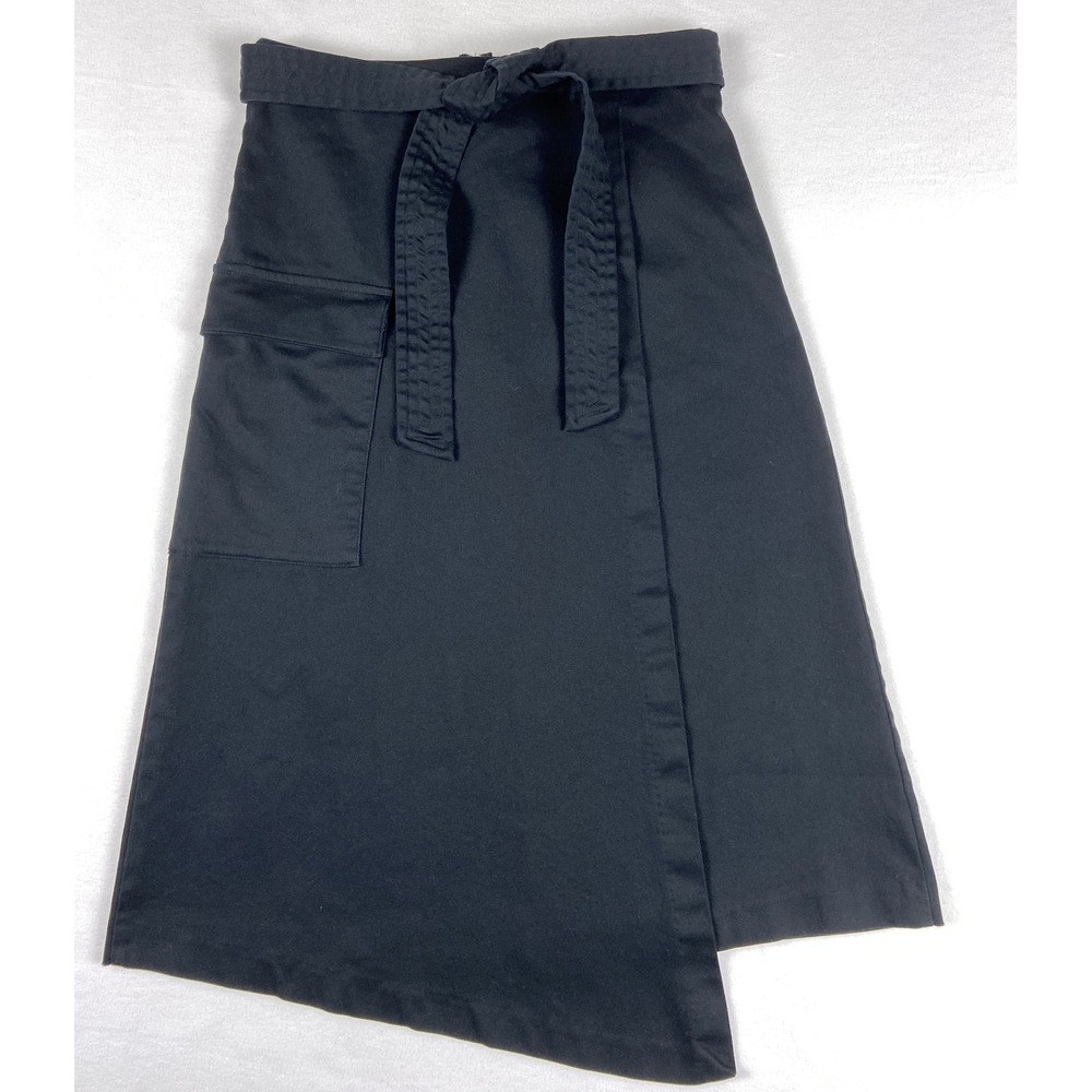 Prologue Black Asymmetrical Wrap Skirt with Tie Waist and Cargo Pocket Size 6